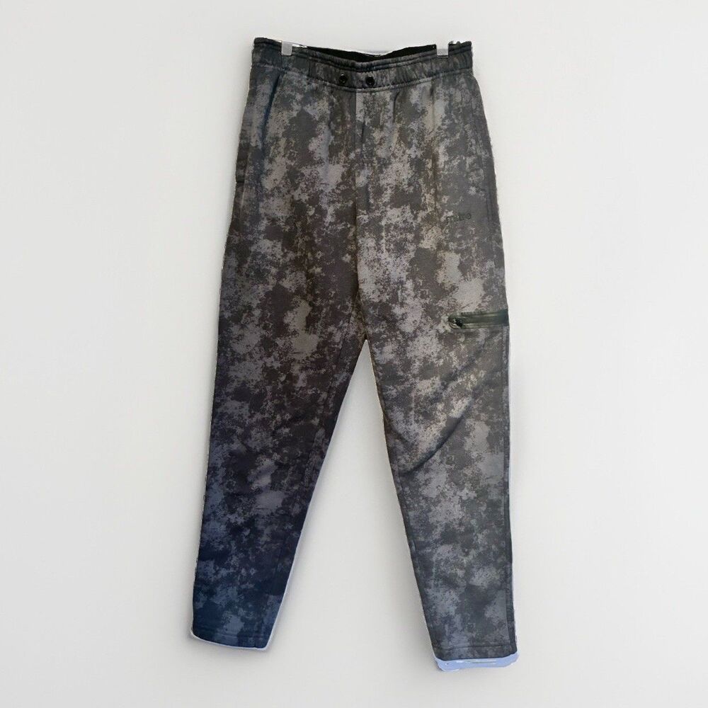 Mitre.com Mens Jogger Pants M Black Gray Abstract Print Fleece Zip Pocket